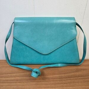Allure Spain Vintage Turquoise Leather Envelope Crossbody Shoulder Bag